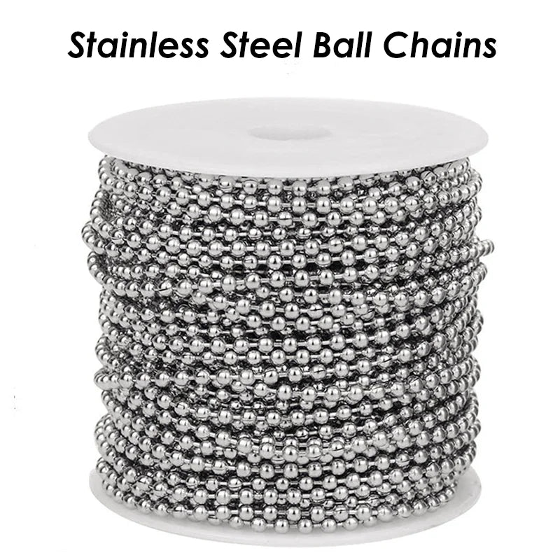 10 Meters Stainless Steel Ball Chain Gold Plate Stainless Steel Bead Chain on Roll 1.5mm 2mm 2.4mm Ball Chain for Jewelry Making - The Discount Plug