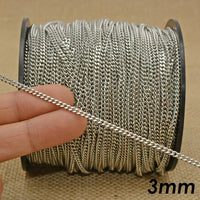 10 Meters - Stainless Steel Chain Bulk Wholesale Tarnish Free Gold Silver Curb Link Chain by Length Yard Foot for Jewelry Making - The Discount Plug