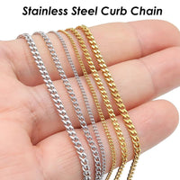 10 Meters - Stainless Steel Chain Bulk Wholesale Tarnish Free Gold Silver Curb Link Chain by Length Yard Foot for Jewelry Making - The Discount Plug