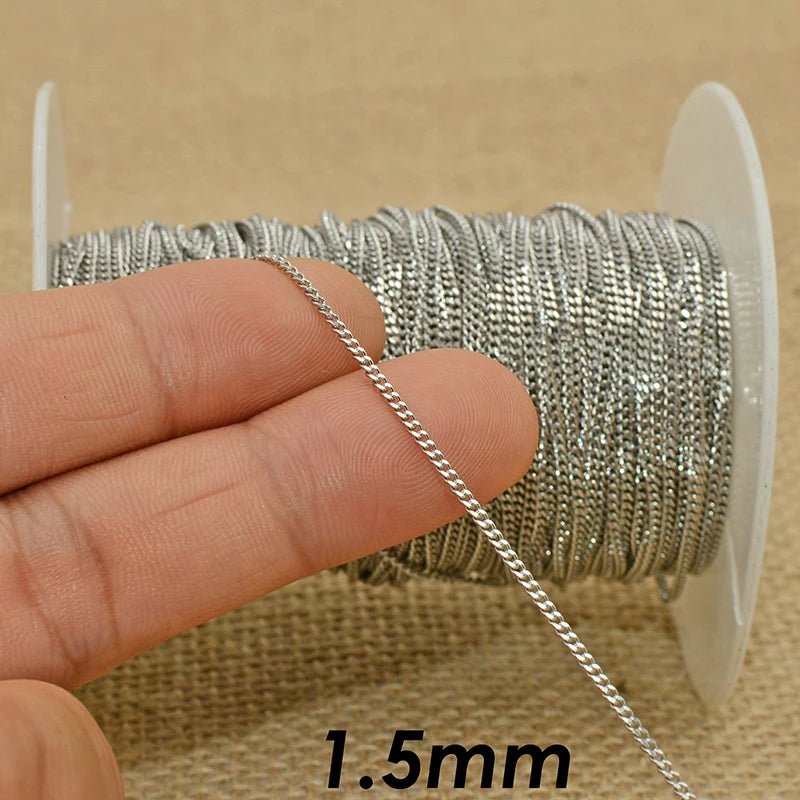 10 Meters - Stainless Steel Chain Bulk Wholesale Tarnish Free Gold Silver Curb Link Chain by Length Yard Foot for Jewelry Making - The Discount Plug