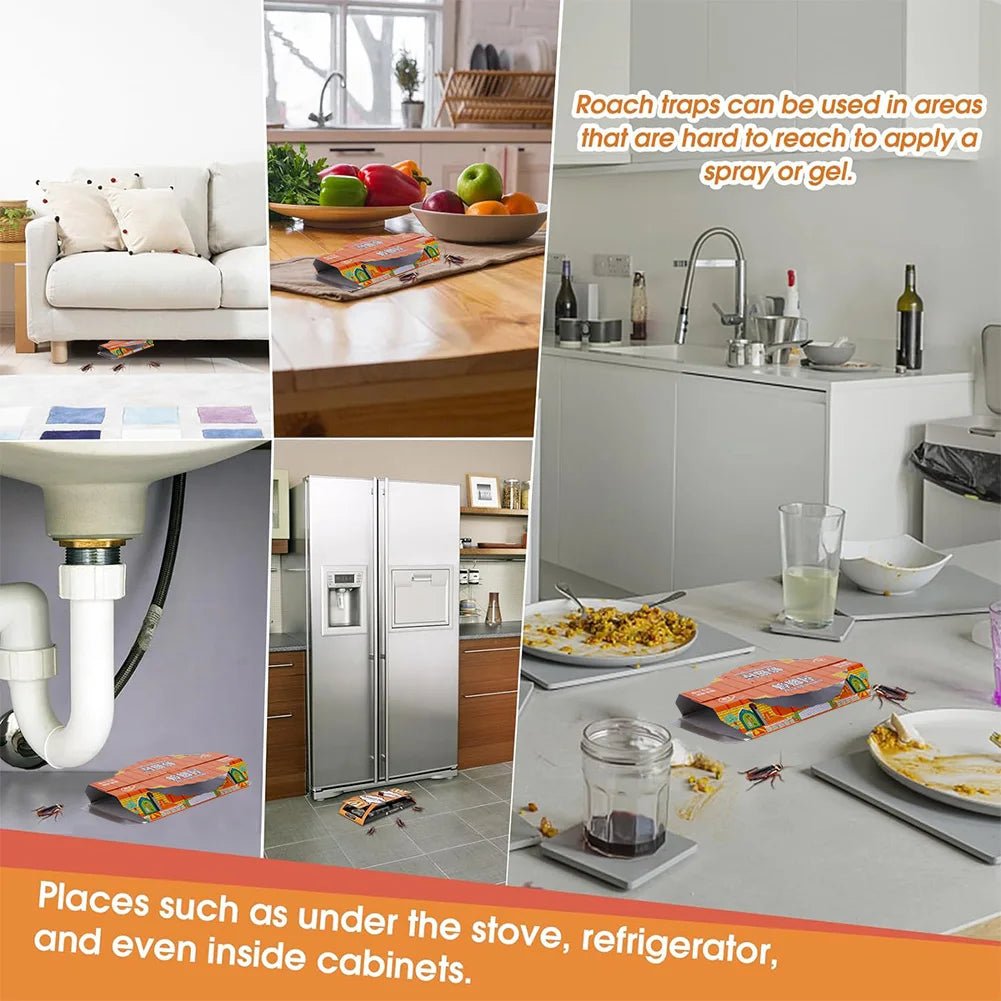 10 Pack Roach Baited Glue Traps Indoor Infestation Traps Glue Cockroach Killer Infestation Indoor Home Pest Bug Insect Control - The Discount Plug