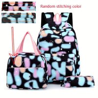Kawaii Backpack, Tie Dye Cartoon Pattern School Bag with & Pencil Case for School Use