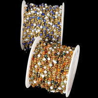 1Meter Elegant Mix Round Stone Beads 3mm Stainless Steel Chain for Jewelry Making DIY Necklaces Bracelet Clothing Craft Supplies - The Discount Plug