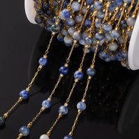 1Meter Elegant Mix Round Stone Beads 3mm Stainless Steel Chain for Jewelry Making DIY Necklaces Bracelet Clothing Craft Supplies - The Discount Plug