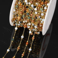 1Meter Elegant Mix Round Stone Beads 3mm Stainless Steel Chain for Jewelry Making DIY Necklaces Bracelet Clothing Craft Supplies - The Discount Plug