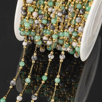 1Meter Elegant Mix Round Stone Beads 3mm Stainless Steel Chain for Jewelry Making DIY Necklaces Bracelet Clothing Craft Supplies - The Discount Plug