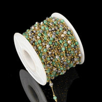 1Meter Elegant Mix Round Stone Beads 3mm Stainless Steel Chain for Jewelry Making DIY Necklaces Bracelet Clothing Craft Supplies - The Discount Plug