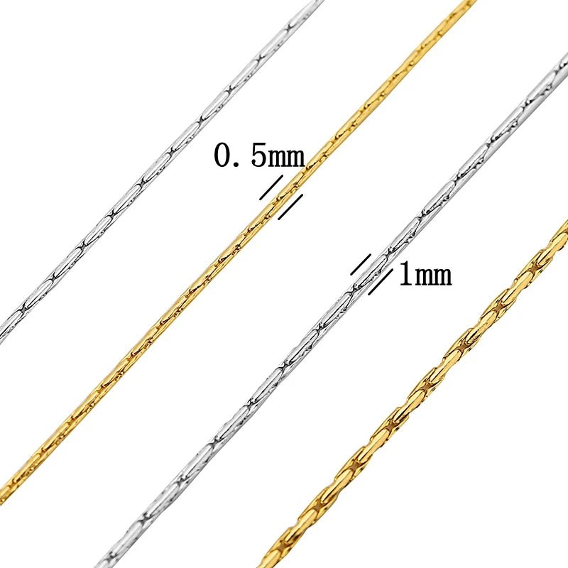 2 Meters 0.5mm 1mm Stainless Steel Thin Gold Cable Link Chain Snake Chain for DIY Necklace Earrings Jewelry Making Supplies Bulk - The Discount Plug