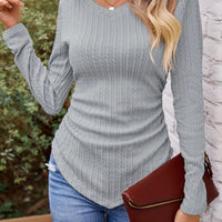 2024 Autumn and Winter Hot Sale Women's Long Sleeve Irregular Slim V Neck Solid Color Knitwear - The Discount Plug