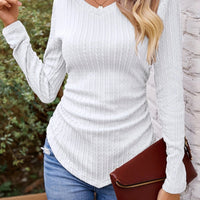 2024 Autumn and Winter Hot Sale Women's Long Sleeve Irregular Slim V Neck Solid Color Knitwear - The Discount Plug