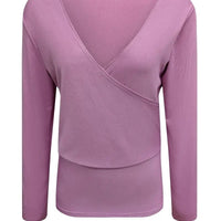 2024 Europe and the United States women's new fashion V - neck shirt slim thread solid color long - sleeved t-shirt - The Discount Plug