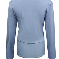 2024 Europe and the United States women's new fashion V - neck shirt slim thread solid color long - sleeved t-shirt - The Discount Plug