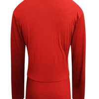 2024 Europe and the United States women's new fashion V - neck shirt slim thread solid color long - sleeved t-shirt - The Discount Plug