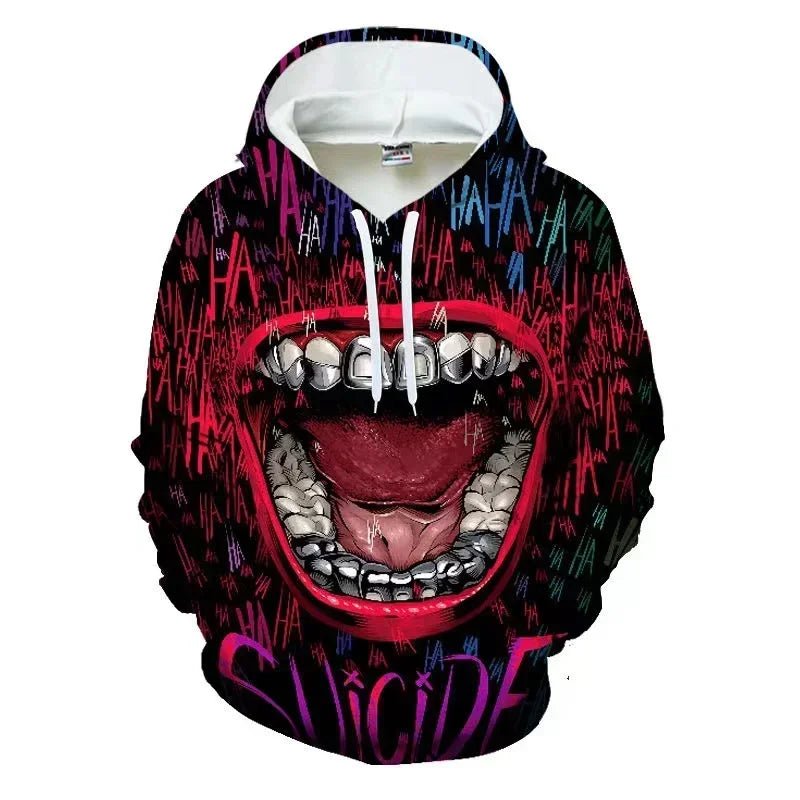 2024 European and American Clown Casual Hoodie 3D Printed Men's Pullover Men's and Women's Fashion Hip - hop Long - sleeved Sweater - The Discount Plug
