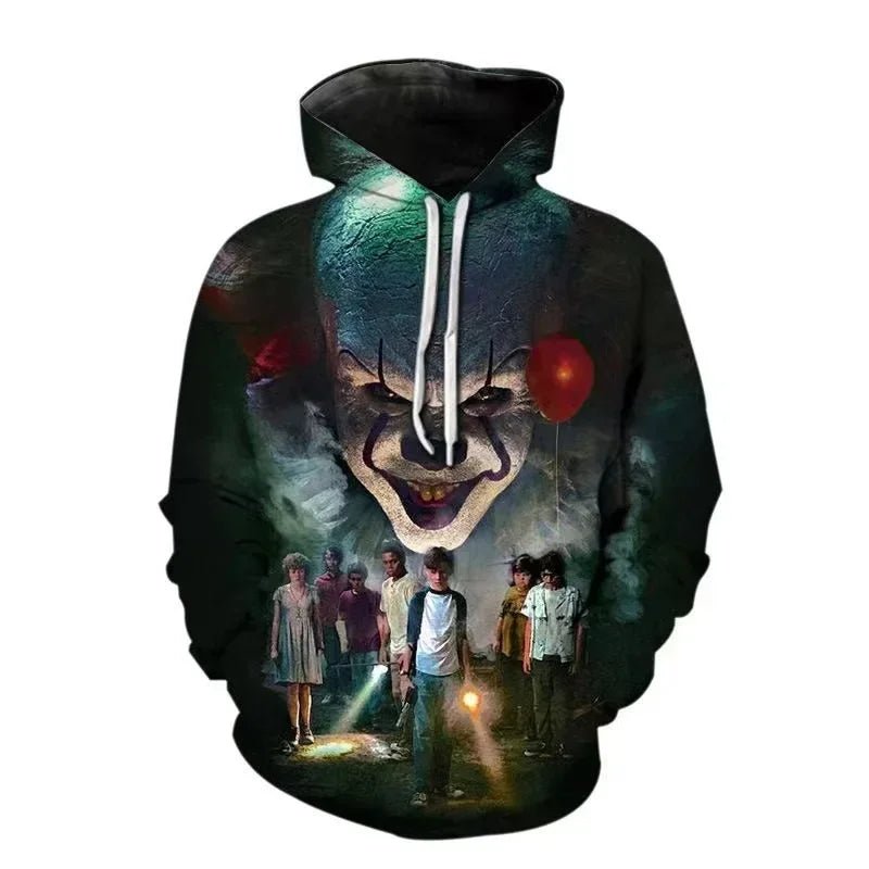 2024 European and American Clown Casual Hoodie 3D Printed Men's Pullover Men's and Women's Fashion Hip - hop Long - sleeved Sweater - The Discount Plug