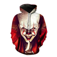 2024 European and American Clown Casual Hoodie 3D Printed Men's Pullover Men's and Women's Fashion Hip - hop Long - sleeved Sweater - The Discount Plug
