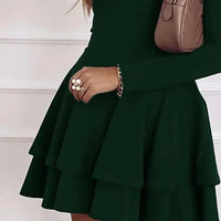 2024 NEW Autumn V - Neck Solid Color Fashion Mid Waist Pullover Panel Bottom Fashion Versatile Style Long Sleeve Women's Dress - The Discount Plug