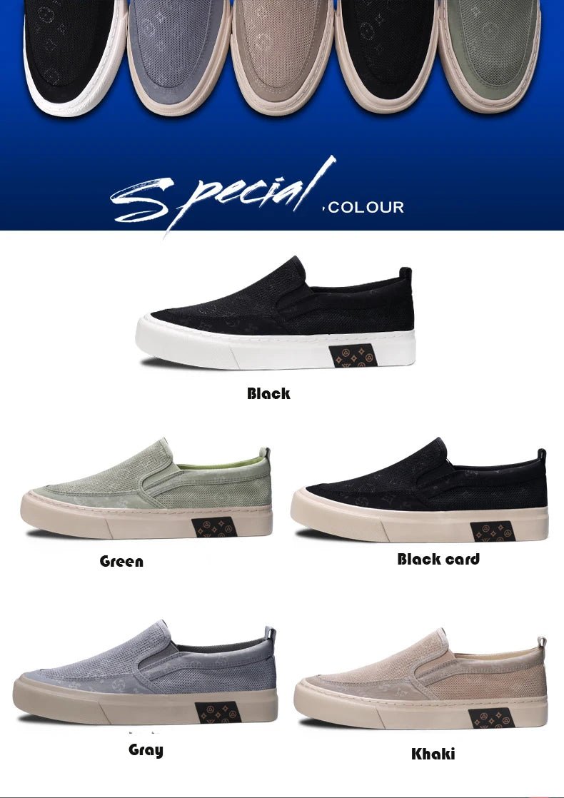 2024 New Men's Canvas Shoes Slip On Flat Outdoor Mens Sneakers Lightweight Driving Loafers Breathable Men's Canvas Shoes SS24611 - The Discount Plug