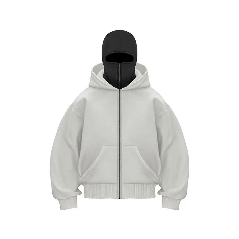 2025 Autumn Men Balaclava Y2K Gothic Harajuku Winter New Item Double Hooded Sweatshirt Men's Hooded Mask Zipper Sportswear Women - The Discount Plug
