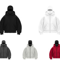 2025 Autumn Men Balaclava Y2K Gothic Harajuku Winter New Item Double Hooded Sweatshirt Men's Hooded Mask Zipper Sportswear Women - The Discount Plug