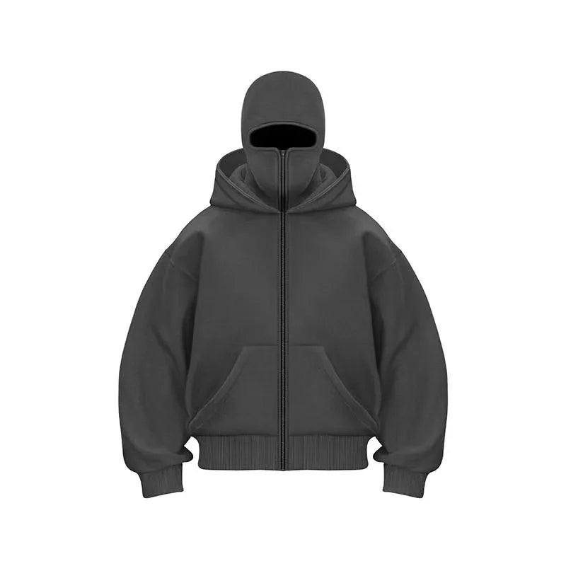 2025 Autumn Men Balaclava Y2K Gothic Harajuku Winter New Item Double Hooded Sweatshirt Men's Hooded Mask Zipper Sportswear Women - The Discount Plug