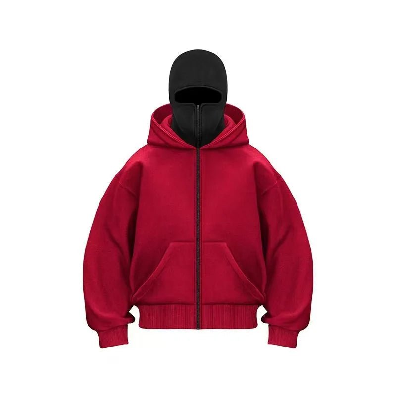 2025 Autumn Men Balaclava Y2K Gothic Harajuku Winter New Item Double Hooded Sweatshirt Men's Hooded Mask Zipper Sportswear Women - The Discount Plug