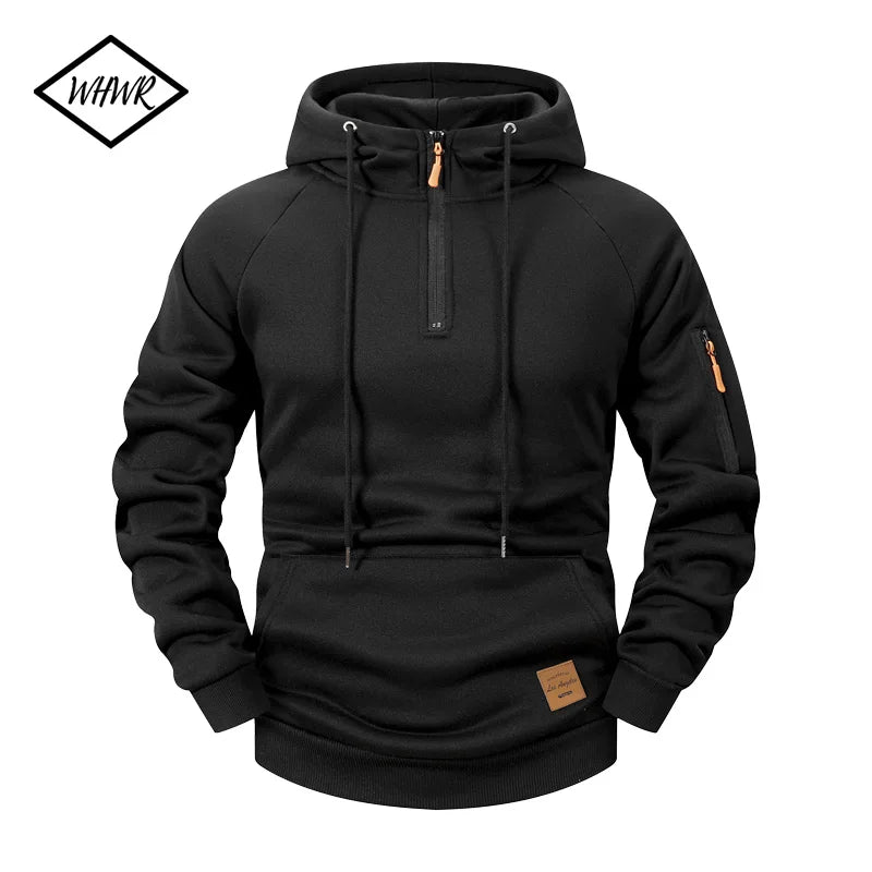 2025 Autumn/Winter Men's Hoodie Fashion Casual Sports Hoodie Retro Harajuku Long Sleeve Zipper Multi Pocket Loose Street Wear - The Discount Plug