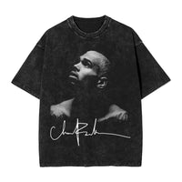 2025 Chris Brown Breezy Signatures T Shirts Hip Hop Washed Cotton Oversize T-Shirt for Men Women Tops Streetwear Printed Tees - The Discount Plug