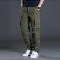 2025 Cotton Multi Flap Pockets Men's Straight Leg Cargo Pants Loose Casual Outdoor Pants Men's Work Pants For Hiking Tactical - The Discount Plug