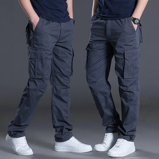 2025 Cotton Multi Flap Pockets Men's Straight Leg Cargo Pants Loose Casual Outdoor Pants Men's Work Pants For Hiking Tactical - The Discount Plug