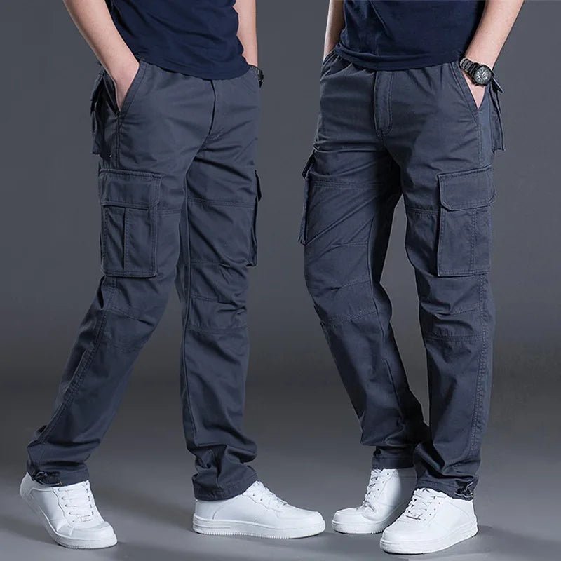 2025 Cotton Multi Flap Pockets Men's Straight Leg Cargo Pants Loose Casual Outdoor Pants Men's Work Pants For Hiking Tactical - The Discount Plug