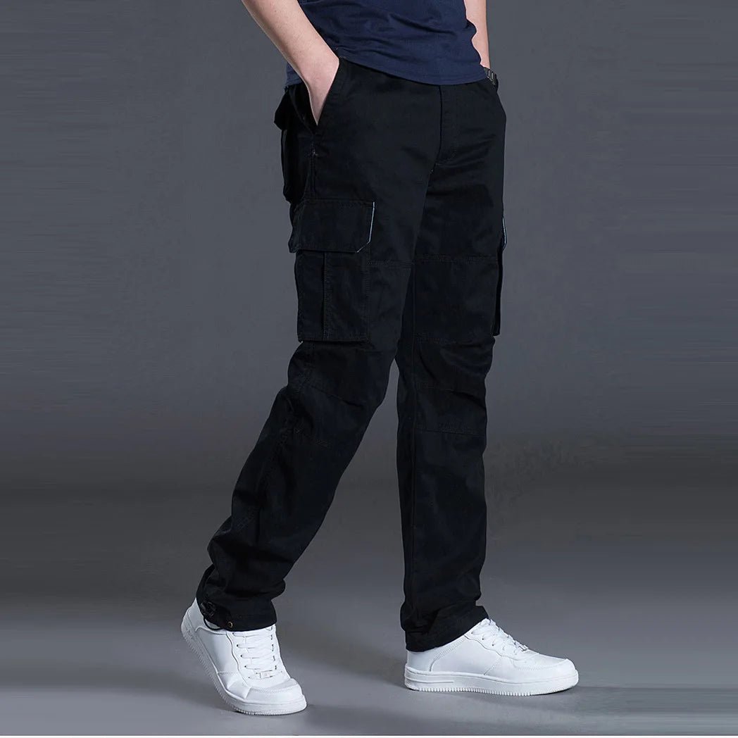 2025 Cotton Multi Flap Pockets Men's Straight Leg Cargo Pants Loose Casual Outdoor Pants Men's Work Pants For Hiking Tactical - The Discount Plug