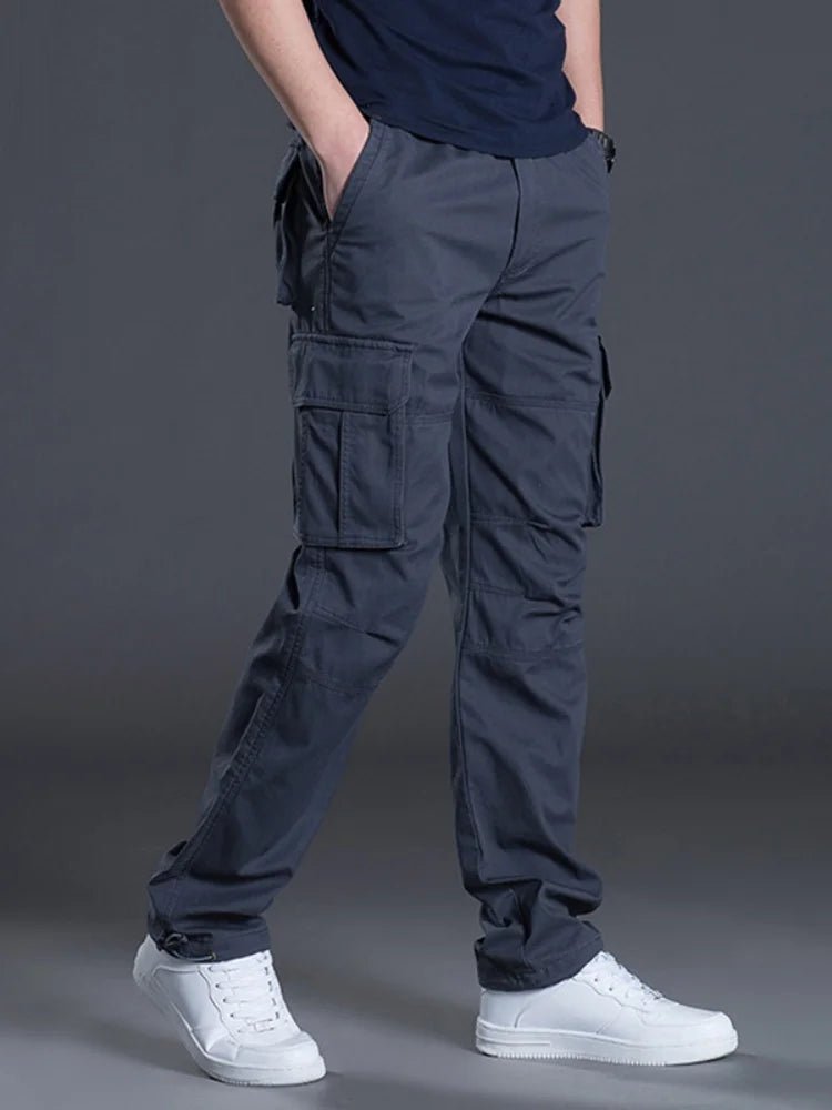 2025 Cotton Multi Flap Pockets Men's Straight Leg Cargo Pants Loose Casual Outdoor Pants Men's Work Pants For Hiking Tactical - The Discount Plug