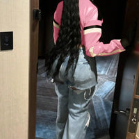 2025 New Women's Artificial Leather Jacket PU Leather Short Jacket Digital Printed Fashion Streetwear Motorcycle Casual Jacket - The Discount Plug