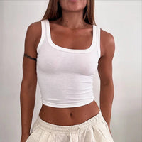 2025 Ribbed Tank Top Women Summer Casual Fitness Short Vest Black And White Knitted Off Shoulder Sexy Crop Top Women - The Discount Plug