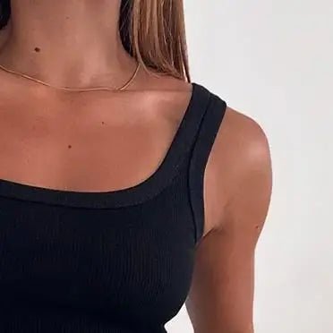 2025 Ribbed Tank Top Women Summer Casual Fitness Short Vest Black And White Knitted Off Shoulder Sexy Crop Top Women - The Discount Plug