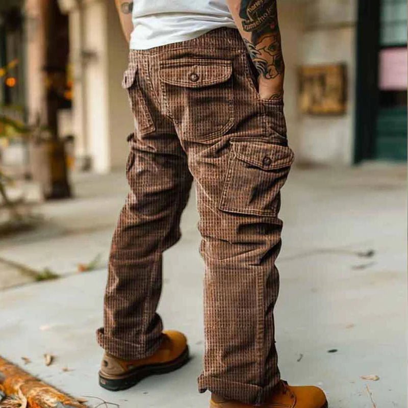 2025 Spring Summer Stylish Straight Cargo Pants Men Casual Texture Corduroy Trousers For Men Daily Leisure Loose Pant Streetwear - The Discount Plug