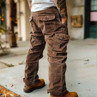 2025 Spring Summer Stylish Straight Cargo Pants Men Casual Texture Corduroy Trousers For Men Daily Leisure Loose Pant Streetwear - The Discount Plug