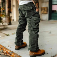 2025 Spring Summer Stylish Straight Cargo Pants Men Casual Texture Corduroy Trousers For Men Daily Leisure Loose Pant Streetwear - The Discount Plug