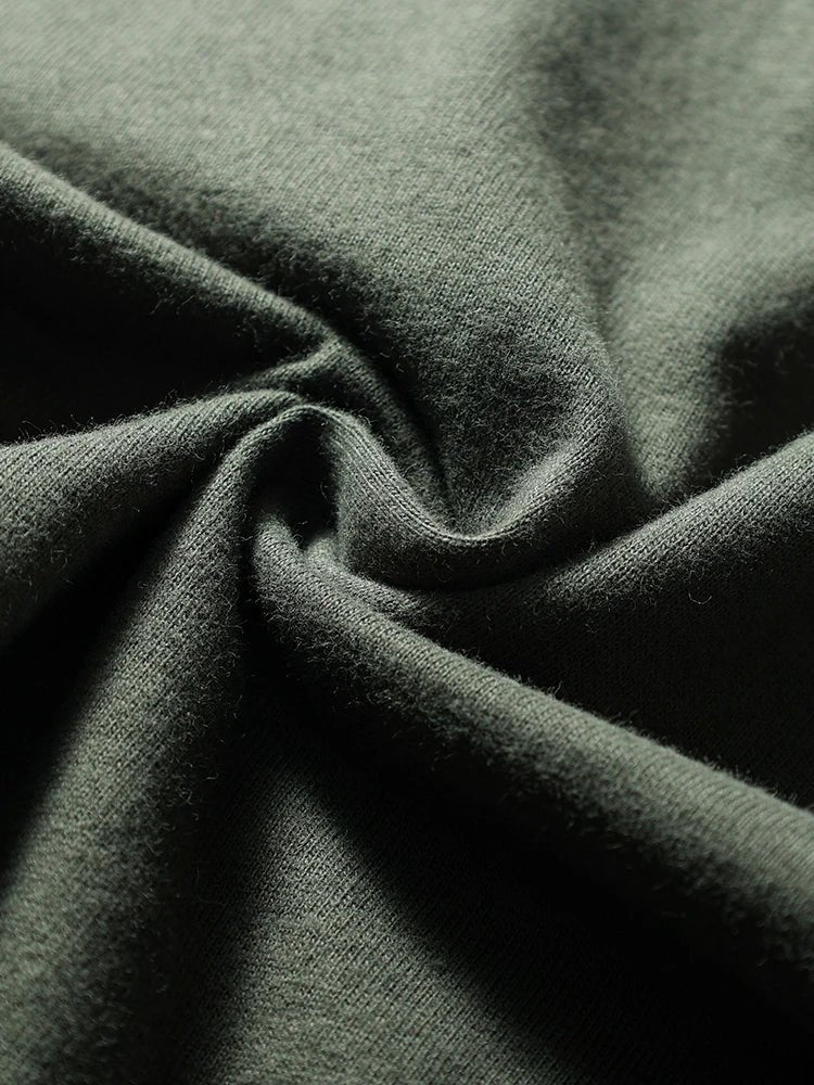 2025 Summer New American Retro Short Sleeve O - neck Solid Color T-shirt Men's Fashion 100% Cotton Washed Casual Terry Cloth Tops - The Discount Plug