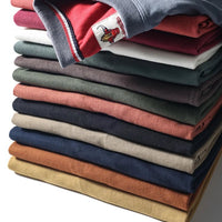 2025 Summer New American Retro Short Sleeve O - neck Solid Color T-shirt Men's Fashion 100% Cotton Washed Casual Terry Cloth Tops - The Discount Plug