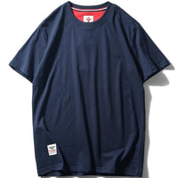 2025 Summer New American Retro Short Sleeve O - neck Solid Color T-shirt Men's Fashion 100% Cotton Washed Casual Terry Cloth Tops - The Discount Plug