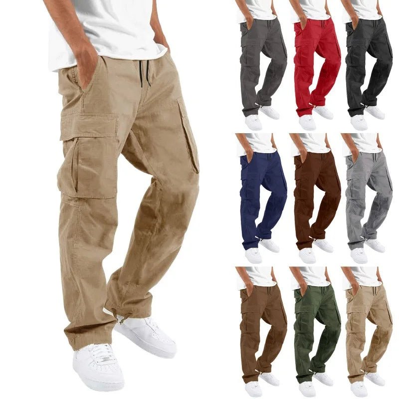 2025new men's workwear pants, European and American men's loose straight casual pants, men's workwear pocket pants - The Discount Plug