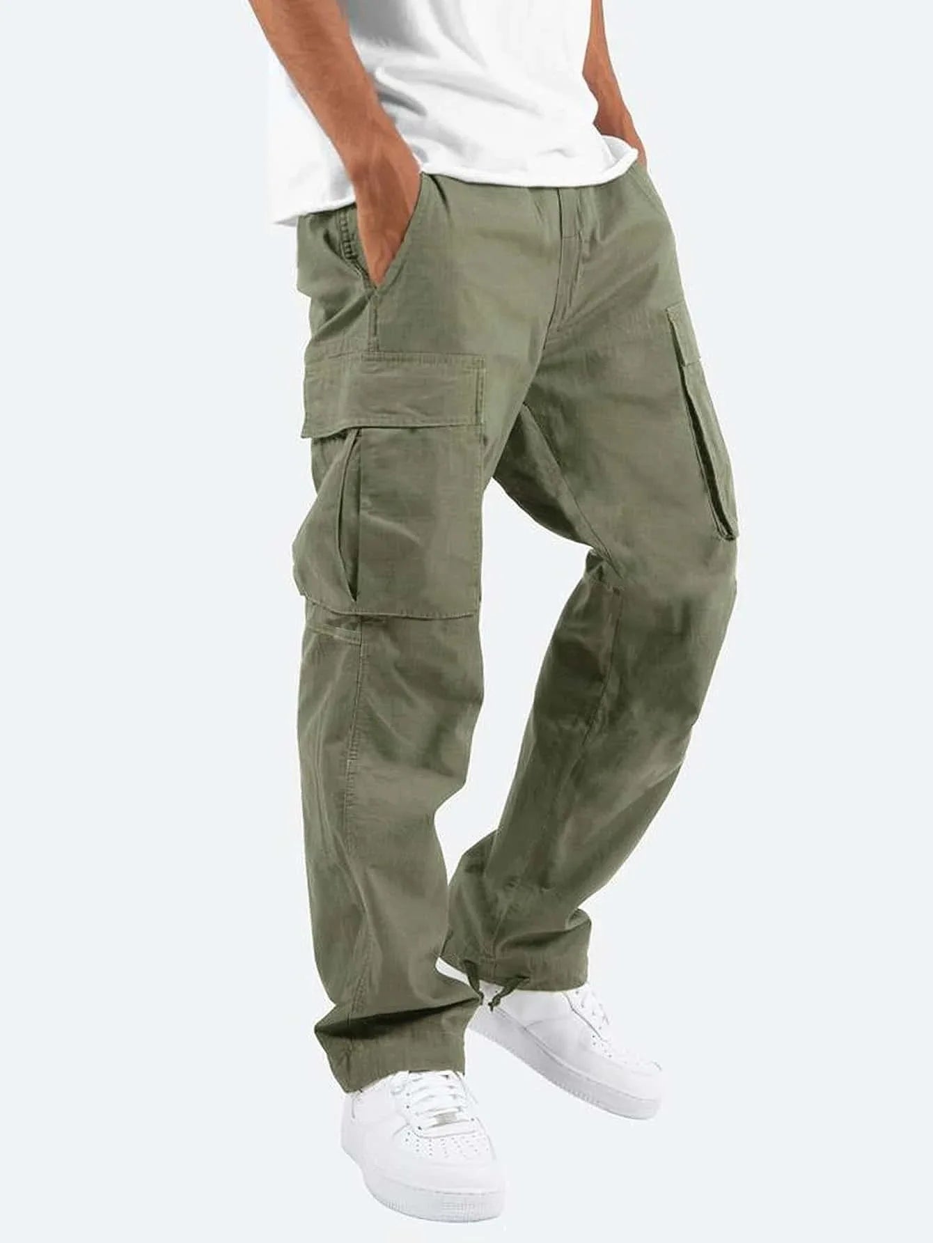 2025new men's workwear pants, European and American men's loose straight casual pants, men's workwear pocket pants - The Discount Plug