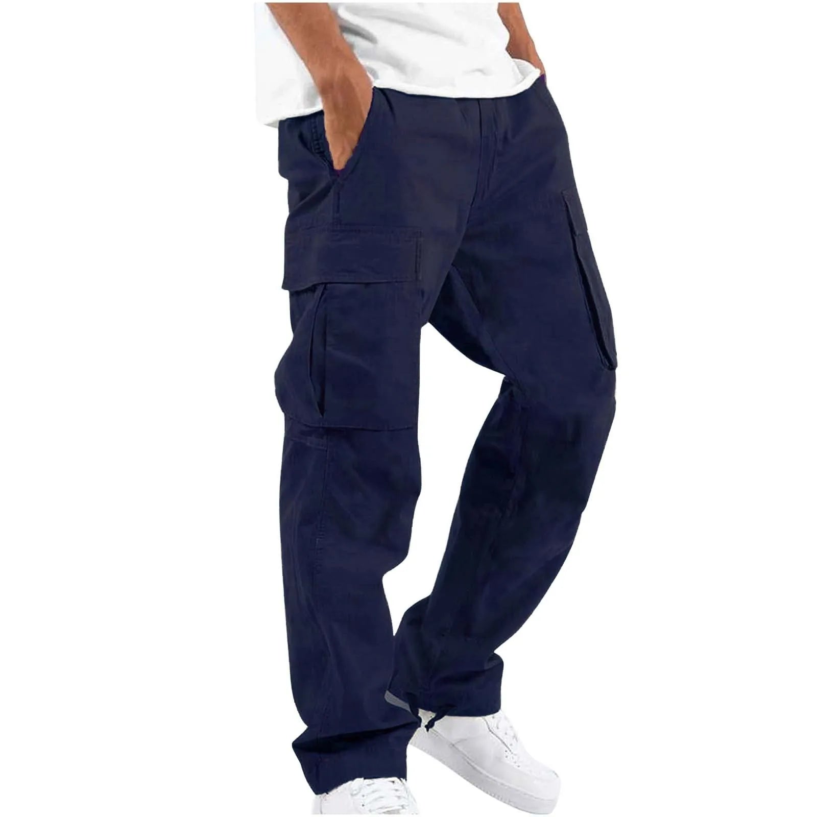 2025new men's workwear pants, European and American men's loose straight casual pants, men's workwear pocket pants - The Discount Plug