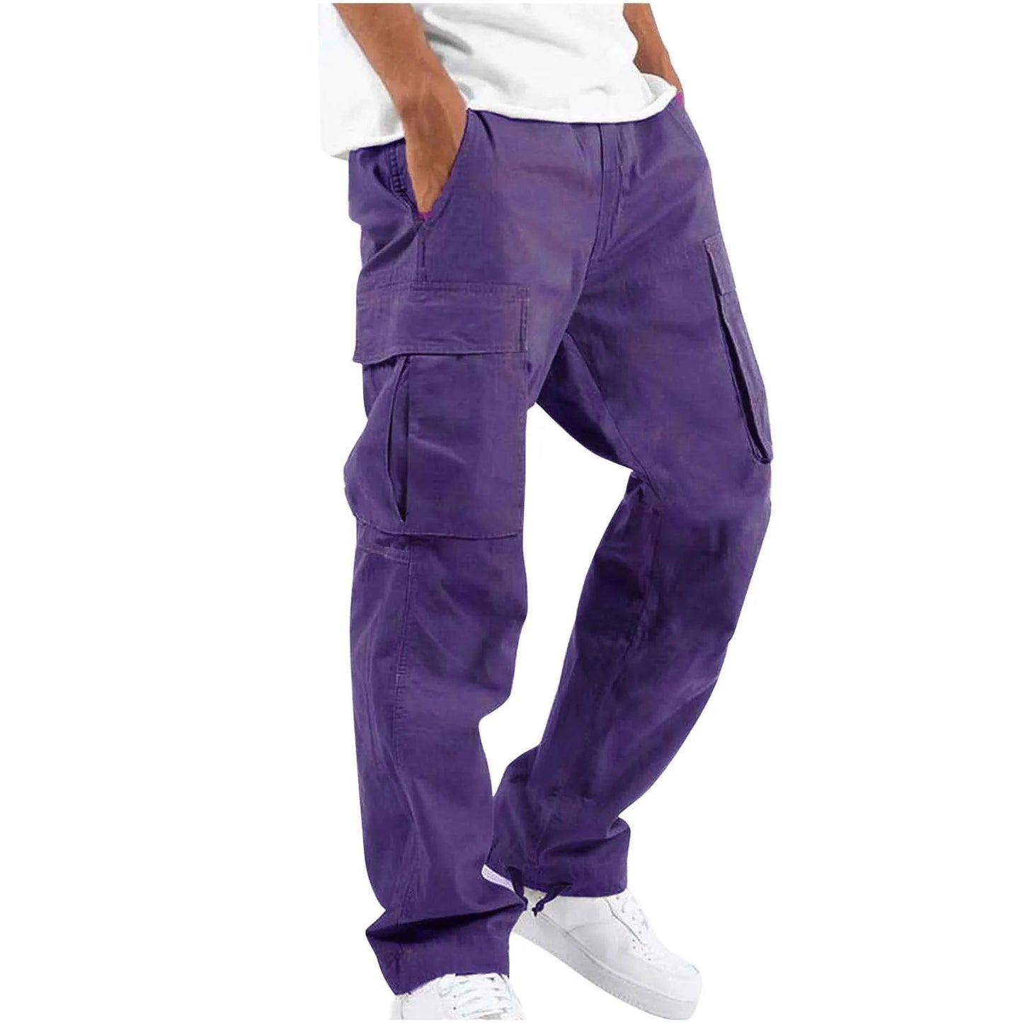2025new men's workwear pants, European and American men's loose straight casual pants, men's workwear pocket pants - The Discount Plug