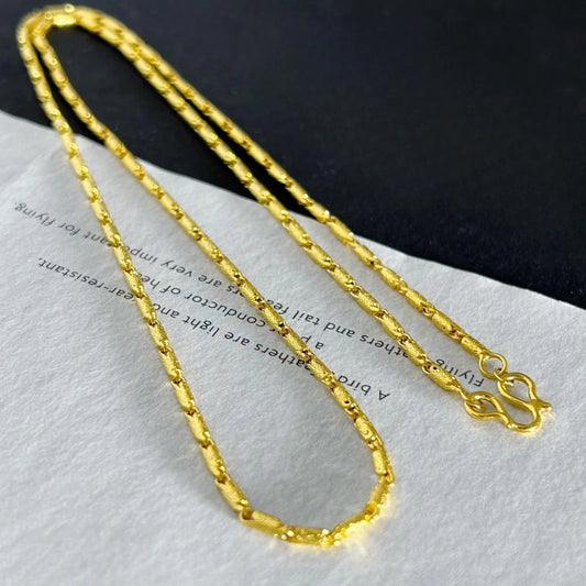 24K Gold Color Link Chain Necklaces for Women 2.5mm Bamboo Chains Collar Choker Trendy Jewelry Accessories Gifts - The Discount Plug