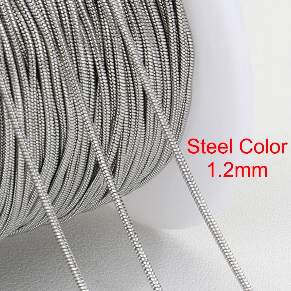 2Meters Stainless Steel Round Snake Chains for Necklace Bracelet Jewelry Making DIY Findings 0.9mm 1.2mm Chain Bulk Wholesale - The Discount Plug