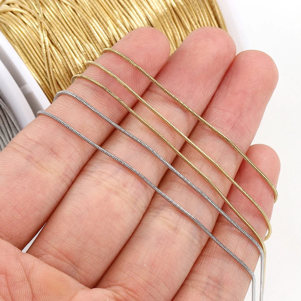2Meters Stainless Steel Round Snake Chains for Necklace Bracelet Jewelry Making DIY Findings 0.9mm 1.2mm Chain Bulk Wholesale - The Discount Plug