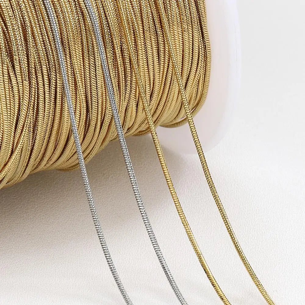 2Meters Stainless Steel Round Snake Chains for Necklace Bracelet Jewelry Making DIY Findings 0.9mm 1.2mm Chain Bulk Wholesale - The Discount Plug